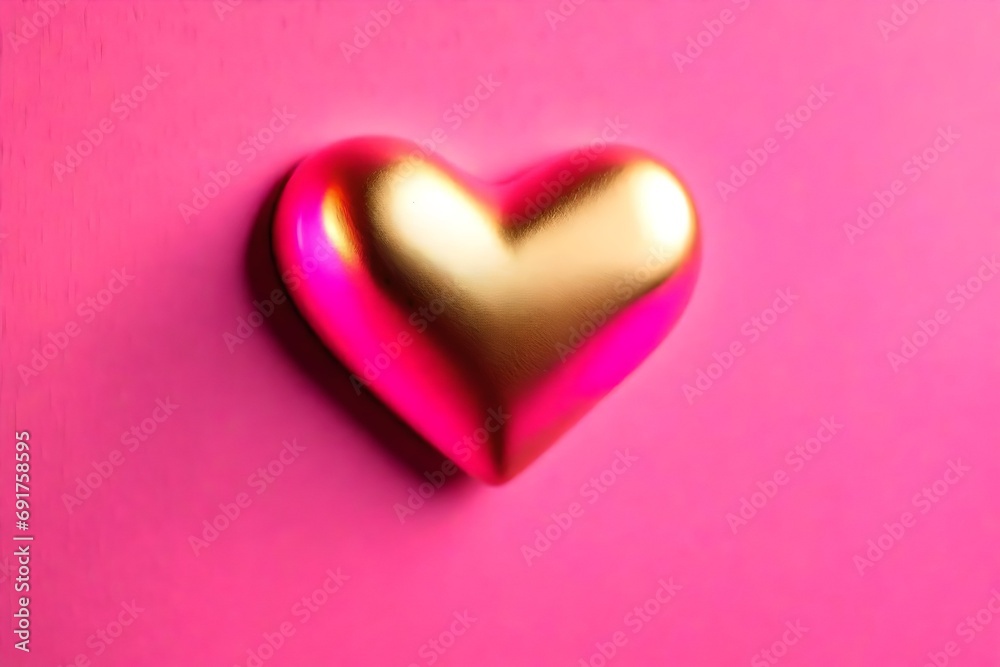 Lovely decorative heart in pastel gold on neon wall