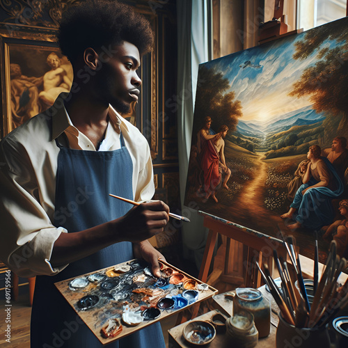artist painting a picture photo