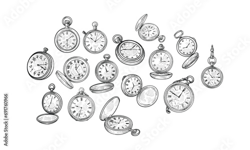 pocket watch handdrawn collection