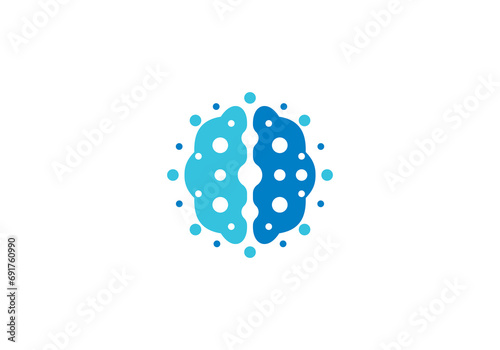 neuron connection logo, human brain icon innovation intelligence template design.