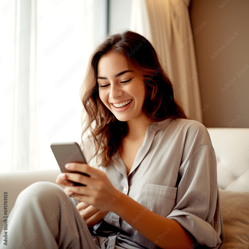 Laughing Girl Enjoying Online Video Call in Virtual Chat Laughing Girl Enjoying Online Video Call in Virtual Chat