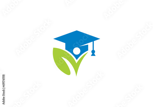 best student logo design, leaf education symbol template