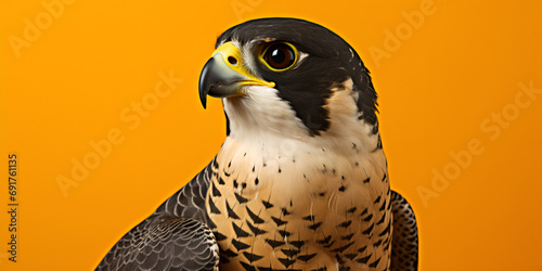 Fauna, eagle, diurnal bird of prey with beautiful plumage and yellow beak, Peregrine Falcon png, Juvenile honey buzzard head, generative AI
 photo