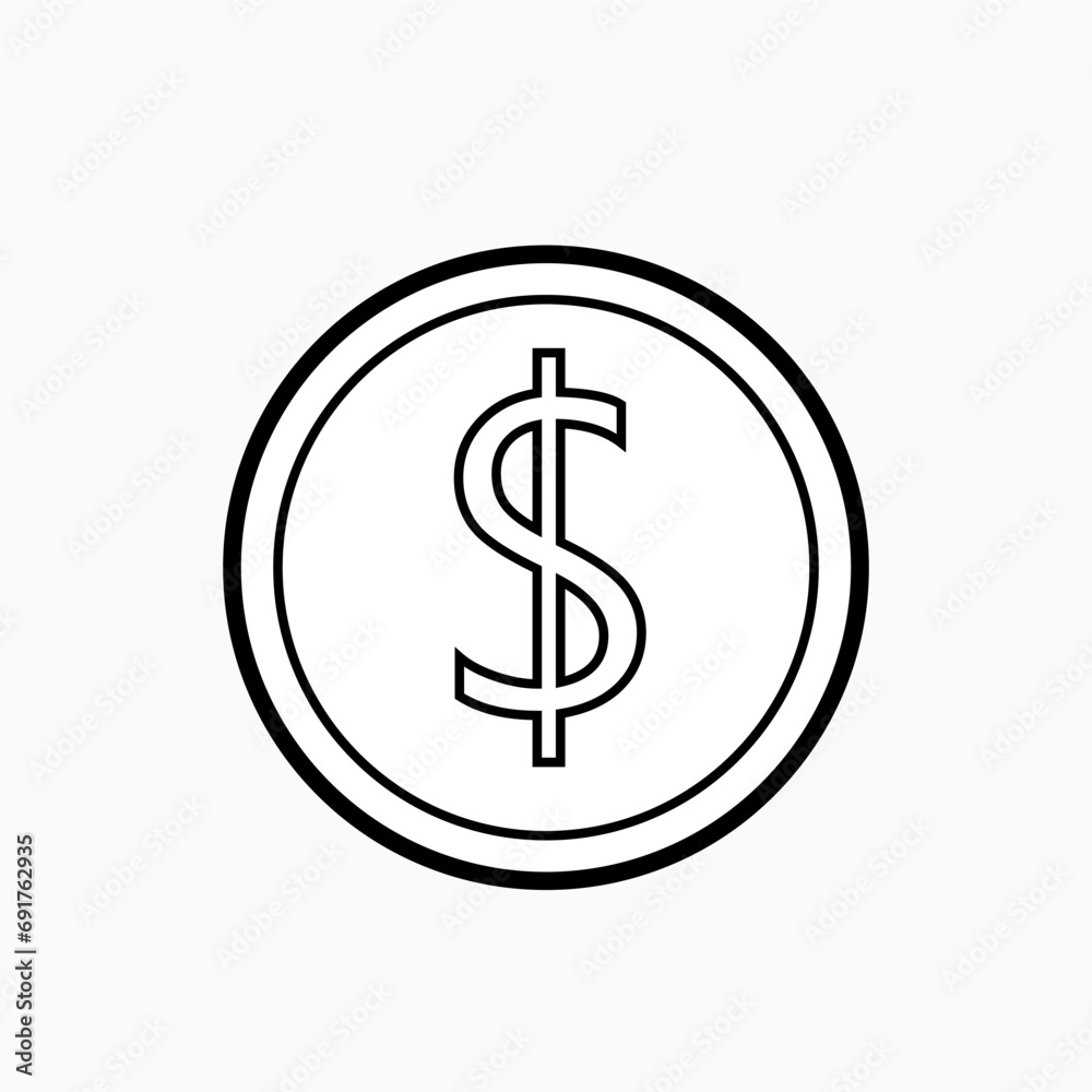 Coin Icon. Money, Investment Symbol - Vector. Coin Icon. Money, Investment Symbol - Vector.