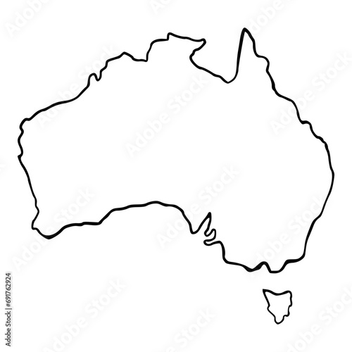 australia geography hand drawn map outline illustration