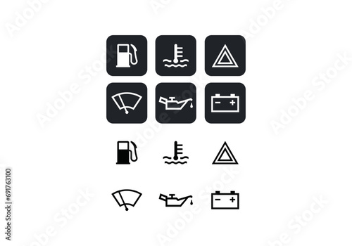 car dashboard set icon logo vector template