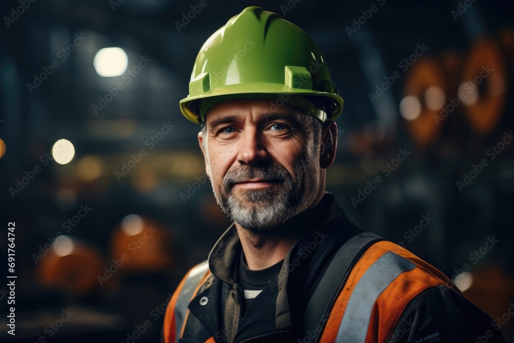 Metalworker in personal protective equipment stands at a metallurgical plant. Generative AI. Metalworker in personal protective equipment stands at a metallurgical plant. Generative AI.