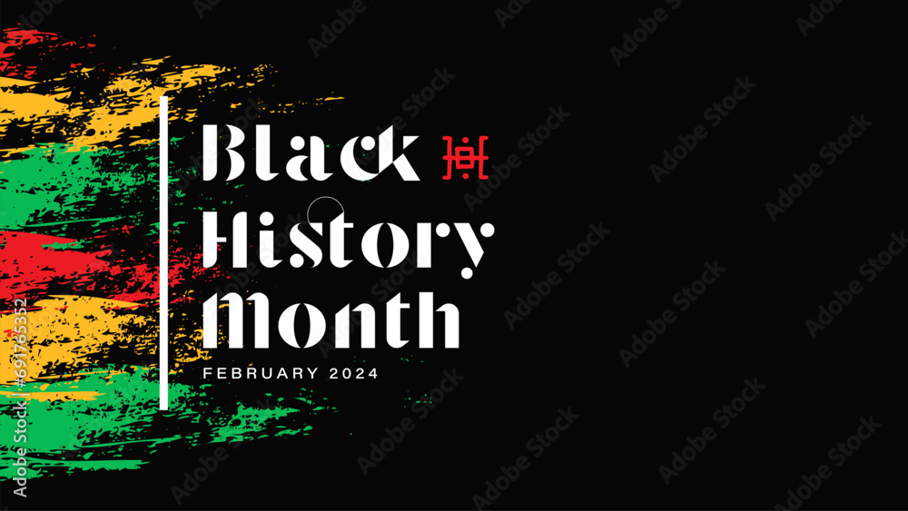 Black history month background design with grunge distressed flag vector illustration - obrazy, fototapety, plakaty 