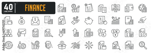 Finance thin line icons. Editable stroke. For website marketing design, logo, app, template, ui, etc. Vector illustration.