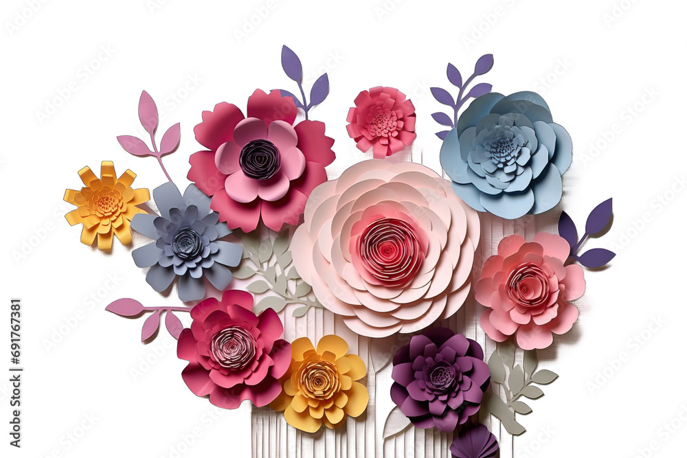 bridal cut easter pink abstract bouquet summer spring day floral wallpaper illustration threedimensional flower 3d paper flowers isolated white background decorative design elements greeting card