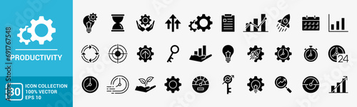 Collection of Productivity icon, management, workflow, tasks, multitasking, growth, routine, vector icon template editable and resizable EPS 10 © NicBrand
