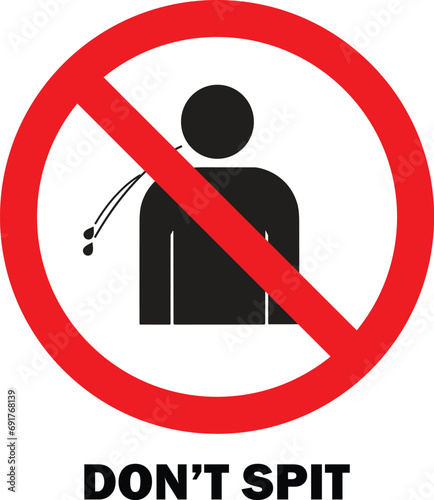 No Spitting icon board vector | No Spitting sign | Do Not Spit Here