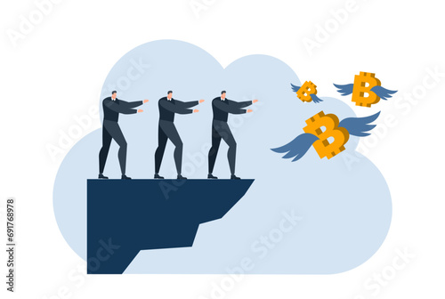 businessman with bitcoin digital money coin currency flat illustration
