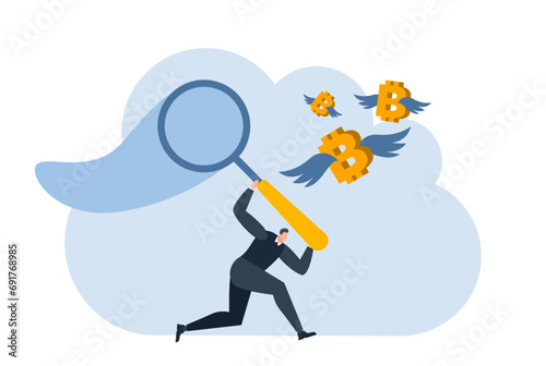 businessman with bitcoin digital money coin currency flat illustration