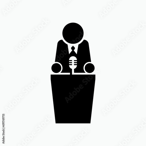 Oration Icon. Spokesman Activity, Orator Symbol for Design, Presentation, Website or Apps Elements - Vector.