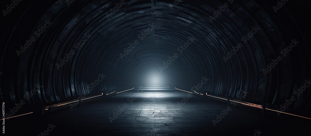 Naklejka premium Lit tunnel with darkness underground.