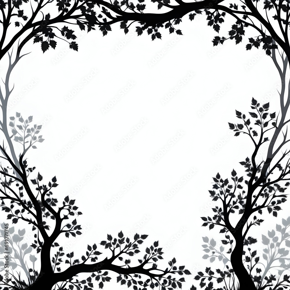 Tree Silhouette Border Frame Illustration