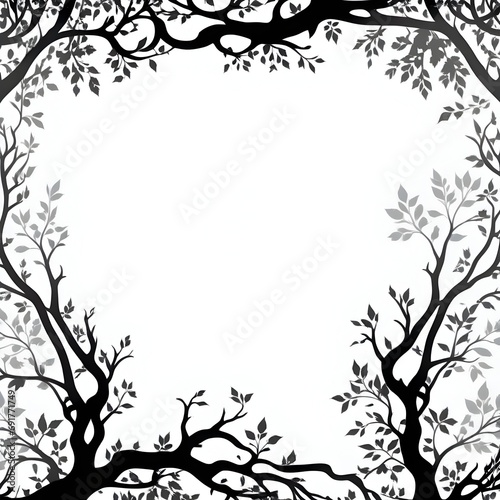 Tree Silhouette Border Frame Illustration