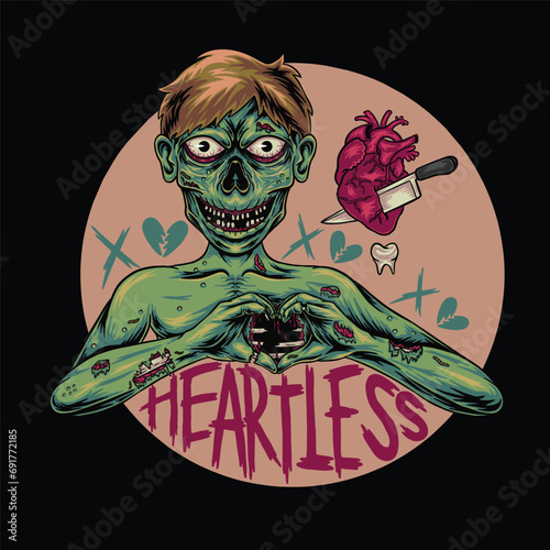 Lonely Zombie His Hands Form a Symbol of Love