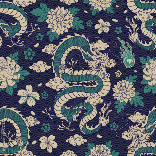 Oriental Traditional Dragon Seamless Pattern