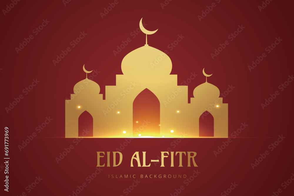 Eid Mubarak Islamic New Year background with candles and moon