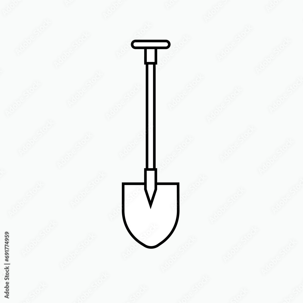 Shovel Icon. Gardening Tool, Dig Equipment Symbol - Vector. Shovel Icon. Gardening Tool, Dig Equipment Symbol - Vector.