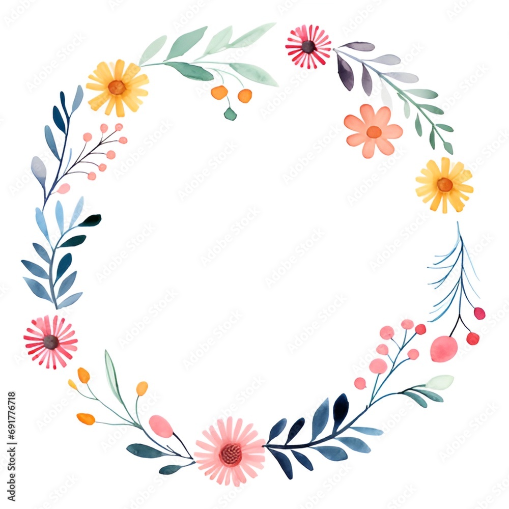 Circular floral frame