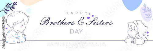 Brother and sister day celebration design, May 2. brothers and sisters day celebration, featuring cute boys and girls. modern minimalist style design