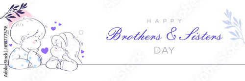 Brother and sister day celebration design, May 2. brothers and sisters day celebration, featuring cute boys and girls. modern minimalist style design