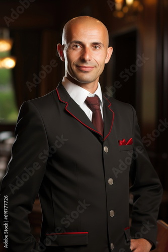 Hotel worker welcoming guests