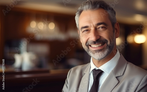 Hotel worker welcoming guests