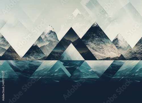 Naklejka abstract ocean background with geometry shapes and water waves tide comeliness
