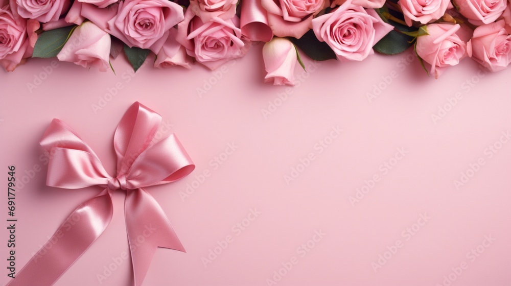 bouquet of roses with ribbon