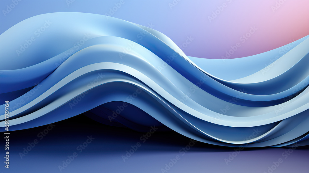 Obraz premium Dynamic Blue Wavy Lines with Gradient Shadows: A Contemporary and Artistic Abstract Design Adding a Modern Touch to Visual Creations