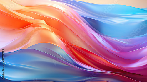 Pastel Rainbow Wavy Lines Backdrop: A Soft and Delicate Abstract Design with Gradient Hues