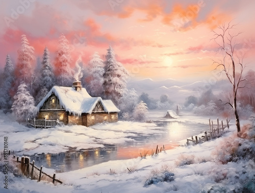 winter landscape in the village © Viktoria Bavykina