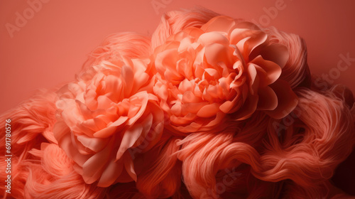 Abstract Peach fuzz color or pink background. Peach fuzz color  concept. Colour trend 2024. Pantone Peach Fuzz 13-1023 