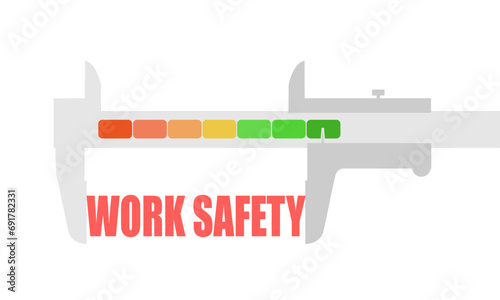 Work safety level scale. The measuring device. Keywords work safety and the caliper
