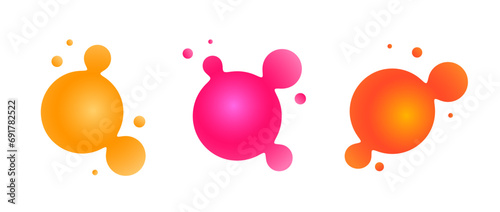 Abstract sphere bubble collection. Gradient liquid metaball set. Colorful amoeba blotches, drops or blobs pack. Morphing design elements for label, sticker, banner, collage, poster. Vector bundle