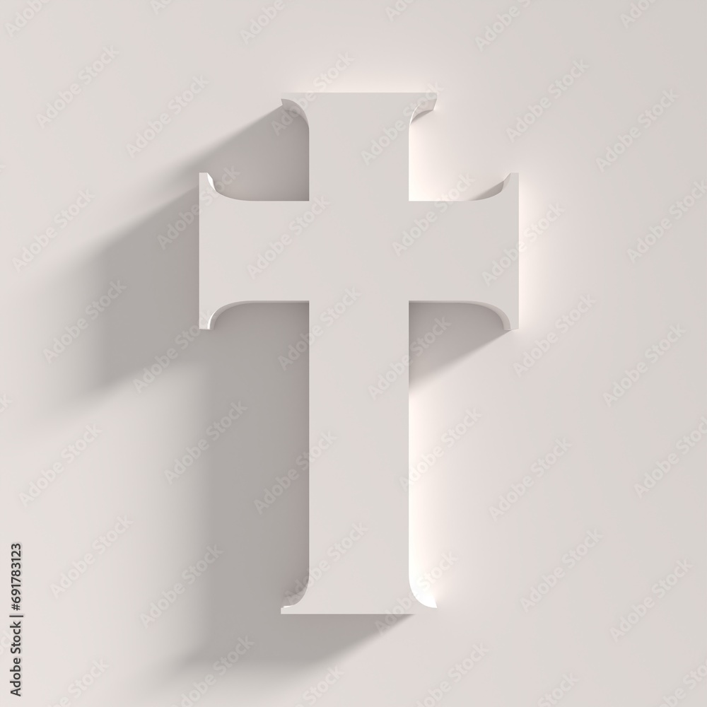 Christian cross. Religion concept illustration. 3D render