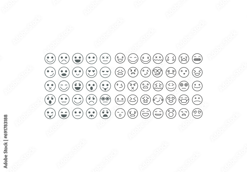 Emoji High quality emoticon isolated on white background. Collection of