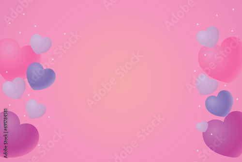 Background with voluminous hearts in pink tones. Design for Valentine's Day, for a wedding.