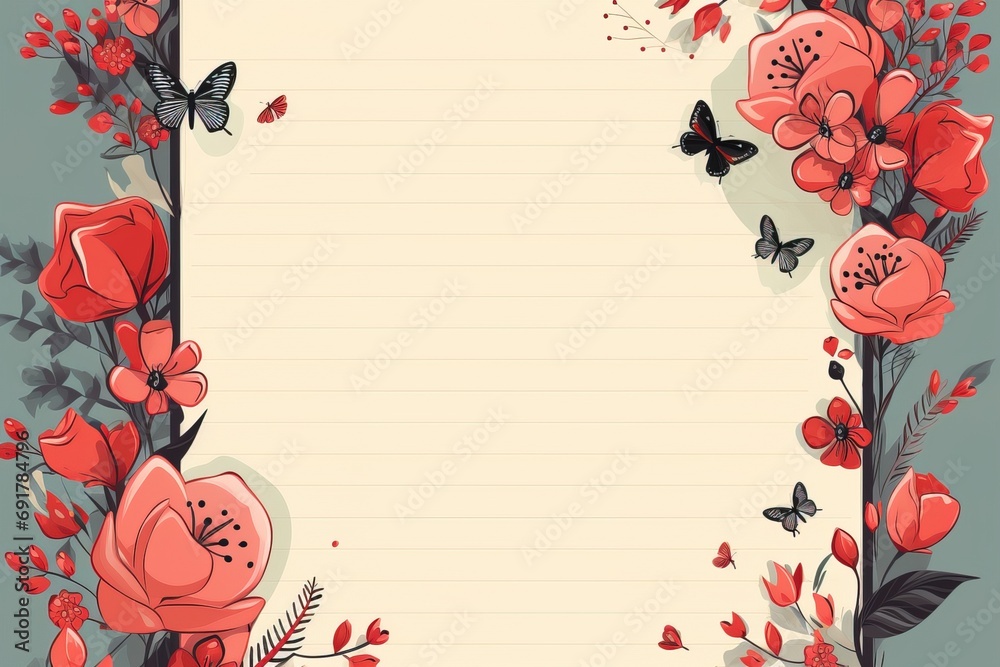 Fototapeta premium empty note frame space with Valentine's Theme background, festival Valentines day, generative ai.
