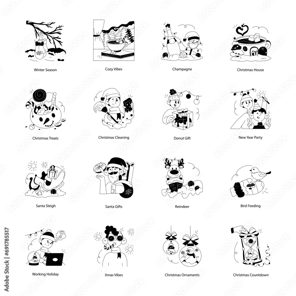 Winter Vibes Glyph Mini Illustrations