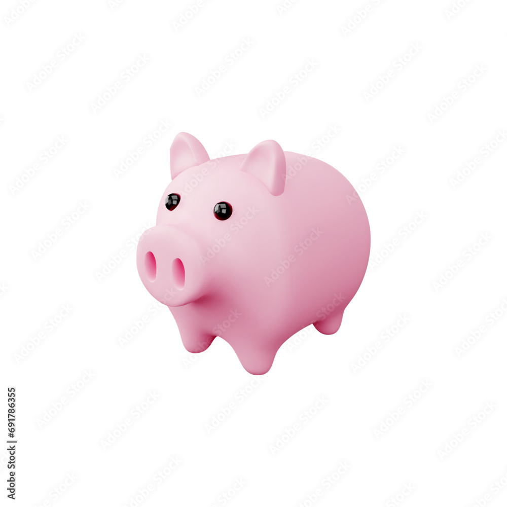 Piggy bank, volume render 3d vector illustration isolated on white background Piggy bank, volume render 3d vector illustration isolated on white background