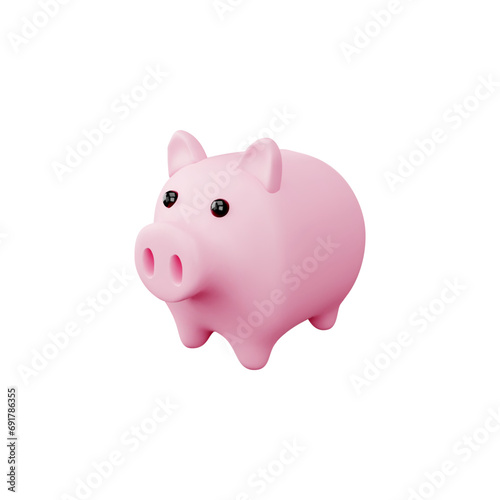 Piggy bank, volume render 3d vector illustration isolated on white background