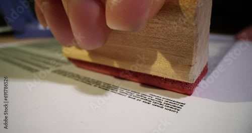 Rubber stamp with the inscription rejected on bank document photo