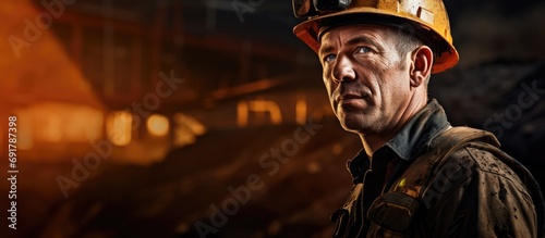 Miner in safety gear working at construction mine site in Perth, Australia.