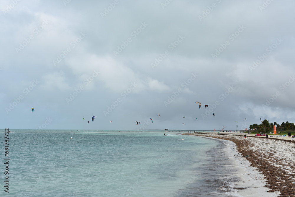 kite surfing at the beach