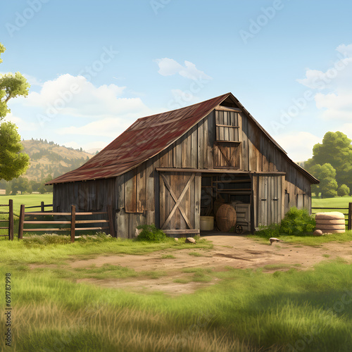 old barn in the countryside  ,Ai generative © Sherain